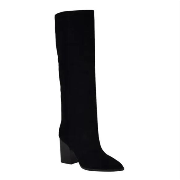Nine West Chicke Knee High Boots 9.5 Black Suede NWOT Heel Tall Academia Prep - Picture 1 of 10